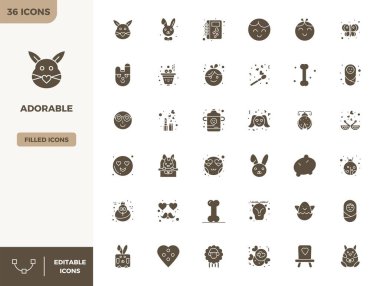 Doldurulmuş estetik ile sevimli temsil eden 36 vektör simgesinin nihai koleksiyonu, 128x128 PIXEL ile optimize edilmiş azami etki için mükemmel çözünürlük.