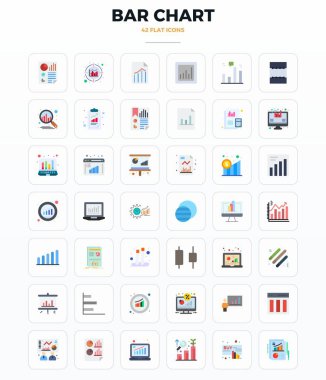 Bu Çubuk Grafik vektör paketi 128x128 PIXEL mükemmel formatta 42 minimal düz dizaynı içerir, dijital arayüzleri geliştirmek için mükemmeldir.