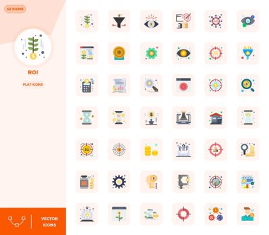 Bu Roi vektör simgesi paketi 128x128 PIXEL mükemmel formatta 42 düz dizaynı içerir, dijital arayüzleri geliştirmek için mükemmeldir.