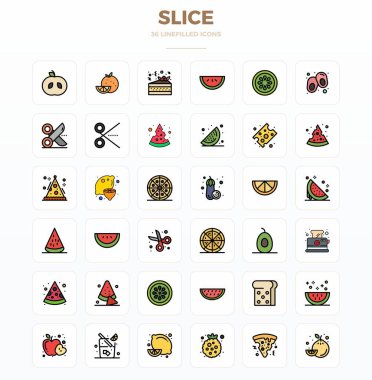 Bu Dilimleyici vektör simgesi paketi, dijital arayüzleri geliştirmek için mükemmel bir format olan 128x128 PIXEL biçiminde 36 Satır Doldur dizaynını içerir.