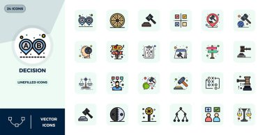 Düzenli marka temsili ve kullanıcı deneyimi için 128x128 PIXEL mükemmel çözünürlüğe sahip, Karar için Doğrulu 24 vektör simgesi düzenlendi.