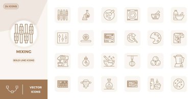 Modern arayüzler için mükemmel kalite, 128x128 PIXEL içerisinde Kalın Çizgi tasarımını gösteren 24 vektör simgesinden oluşan tam paket.