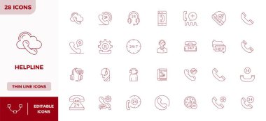 Yardım Hattı etrafında 28 vektör simgesinden oluşan tam paket, modern arayüzler için mükemmel kalitede 128x128 PIXEL tasarımı sergileniyor.