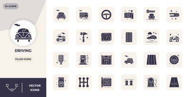 Modern arayüzler için mükemmel kalitede 128x128 PIXEL dizayn edilmiş 24 vektör simgesinden oluşan tam paket.