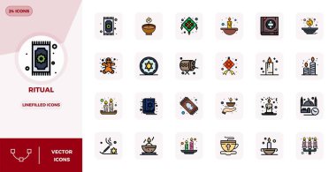 24 PIXEL mükemmel vektör simgesinin yer aldığı son teknoloji ürünü paket, gelecek nesil arayüzler için 128x128 'de Satır Doldurulmuş biçiminde oluşturulmuş, Ritual' den esinlenilmiş,.