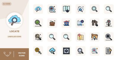 Lineal Düz Biçimli Konum 'u temsil eden 24 vektör simgesinin yer aldığı stratejik paket, profesyonel iş akışları için mükemmel kalitede 128x128 PIXEL ile optimize edilmiştir.