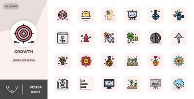 Büyüme için 24 Satır Dolu vektör simgesi içeren rafine paket, 128x128 PIXEL zarif ve işlevsel tasarım çözümleri için mükemmel kalite.