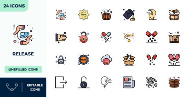 Serbest bırakmak için 24 Düz Çizgi Renk vektör simgesinin yer aldığı el yapımı koleksiyon, 128x128 PIXEL mükemmel çözünürlükte optimum dijital deneyimler için.