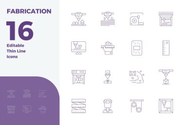 Üretim için özel 16 İnce Satır vektör simgesi koleksiyonu, 128x128 PIXEL mükemmel çözünürlük ile geliştirilmiş premium marka deneyimleri için.