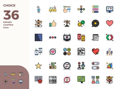 En iyi performans ve ölçeklenebilirlik için 128x128 boyutlarında, Duotone biçiminde Choice için 36 PIXEL mükemmel vektör simgeleri.