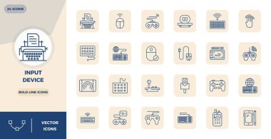 Giriş Aygıtı için 24 Bold Line vektör simgesi içeren el yapımı koleksiyon, 128x128 PIXEL mükemmel çözünürlük prim dijital deneyimler için.
