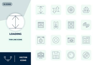 Yükleme için 16 Slim Line vektör simgesinin istisnai bir koleksiyonu, 128x128 PIXEL mükemmel çözünürlük ve kullanılabilirlik için.