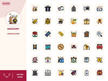 İndirim için 36 Satır Doldurulmuş vektör simgesinden oluşan kaliteli koleksiyon, 128x128 PIXEL mükemmel çözünürlükte tasarlanmıştır..