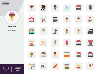 Günümüz UI / UX projeleri için mükemmel tasarımlar ve 128x128 PIXEL içeren, tedarikçi teması için hazırlanmış 36 adet düz vektör simgesi keşfedin.