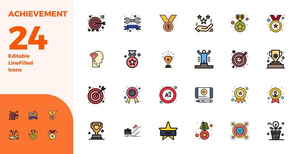 Тщательно разработанные 24 векторных иконки Duotone для достижения цели, поставленные в 128x128 PIXEL идеальное качество для бескомпромиссных стандартов дизайна.