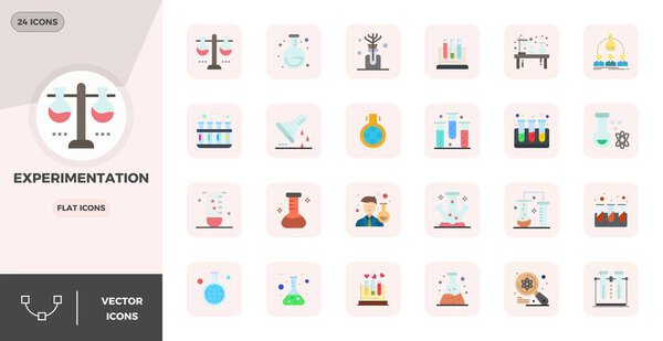 Мастерски созданные 24 векторных иконки, представляющие Эксперимент в плоском дизайне, с разрешением 128x128 PIXEL для исключительного визуального качества.