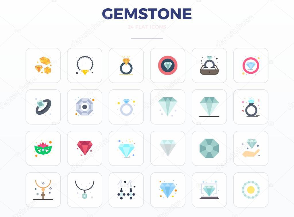Distinctive pack of 24 PIXEL perfect vector icons inspired by Gemstone, crafted in Minimal Flat format at 128x128 for memorable brand experiences.