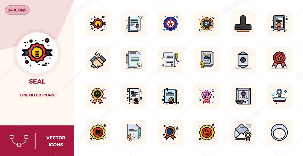 Download 24 scalable LineFilled vector icons designed for Seal, featuring PIXEL perfect 128x128 resolution suitable for professional and creative projects.