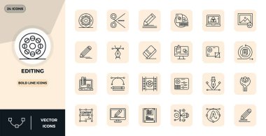 Güçlü Satır estetiğini temsil eden 24 vektör simgesinin nihai koleksiyonu, 128x128 PIXEL ile optimize edilmiş azami etki için mükemmel çözünürlük.