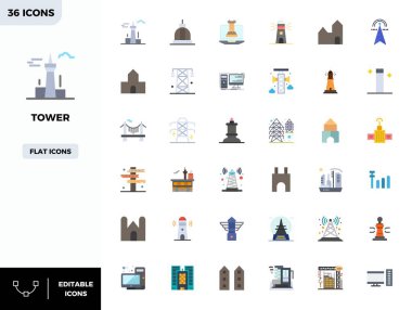 Kule için tasarlanmış 36 ölçeklenebilir Düz Renk vektör simgesi indir, profesyonel ve yaratıcı projeler için mükemmel 128x128 çözünürlük.