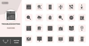 Sorunlu atış için doldurulmuş 24 adet gelişmiş vektör simgesi, profesyonel uygulamalar için 128x128 PIXEL mükemmel berraklığa sahip..