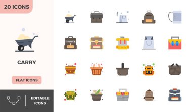 20 PIXEL mükemmel vektör simgelerinden oluşan ayırt edici paket Carry 'den esinlenilmiş, Düz Renkli formatta 128x128 unutulmaz marka deneyimleri için üretilmiş.