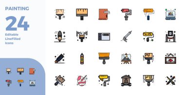 Boyama teması için tasarlanmış 24 Duotone vektör ikonu seti keşfedin, 128x128 PIXEL mükemmel tasarımlar modern UI / UX projeleri için idealdir.