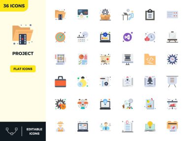 Proje için 36 Düz Renk vektör simgesi içeren rafine paket, 128x128 PIXEL mükemmel kalite zarif ve işlevsel tasarım çözümleri ile optimize.