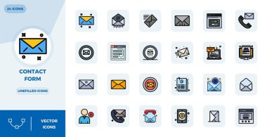 Contact Form 'dan esinlenerek 128x128 çözünürlüklü 24 Satır İçi doldurulmuş PIXEL mükemmel vektör simgesini keşfedin. Web ve uygulama arayüzleri için mükemmel.