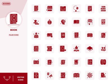 Kitap teması için hazırlanmış 36 adet doldurulmuş vektör simgesi keşfedin, 128x128 PIXEL modern UI / UX projeleri için mükemmel tasarımlar içerir.
