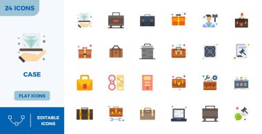 Case 'ten esinlenilmiş 24 Düz Renkli PIXEL mükemmel vektör ikonlarını araştır. Web ve uygulama arayüzleri için mükemmel.