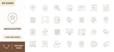 Vurgulanmış için hassas tasarlanmış 28 Minimal Line vektör simgesi, 128x128 PIXEL olağanüstü berraklık ve ölçeklenebilirlik için mükemmel çözünürlükte tasarlandı.