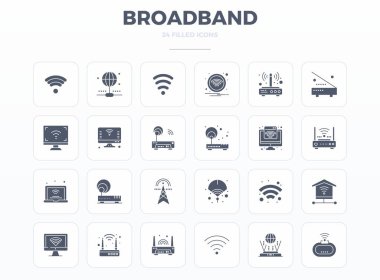 Broadband 'den esinlenilmiş 24 SolidFill PIXEL mükemmel simgesine sahip vektör paketi, ölçeklenebilir ve yaratıcı tasarım çalışmaları için ideal 128x128 çözünürlükte sunulmuştur.