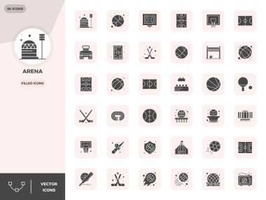 36 vektör simgesinin yer aldığı stratejik bohça Arena 'yı doldurulmuş biçimde temsil ediyor, profesyonel iş akışları için mükemmel kalitede 128x128 PIXEL ile optimize edildi.