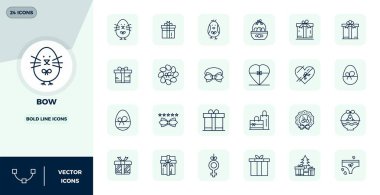 Bow için titizlikle hazırlanmış 24 Bold Line vektör simgesi, 128x128 PIXEL mükemmel kalite uzlaşmaz tasarım standartları için teslim.