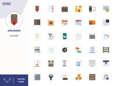 Organizasyon için özel 36 Düz vektör simgesi koleksiyonu, 128x128 PIXEL mükemmel çözünürlük ile geliştirilmiş premium marka deneyimleri için.
