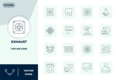 Güzelce hazırlanmış 16 Slim Line PIXEL egzoz için mükemmel vektör simgeleri, 128x128 çözünürlükte yaratılmış çarpıcı görsel tutarlılık platformları arasında.