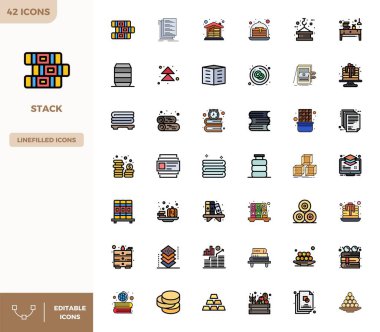 Uzmanca tasarlanmış 42 Düz Doğrusal Çizgi PIXEL mükemmel vektör simgesi, Stack için tasarlanmış, 128x128 çözünürlük kusursuz bütünleşme ve performans için.