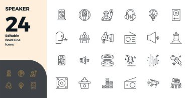 Kalın Çizgi Biçiminde Sözcü için 24 PIXEL mükemmel vektör simgesi gerekli, ideal performans ve ölçeklenebilirlik için 128 boyutta.