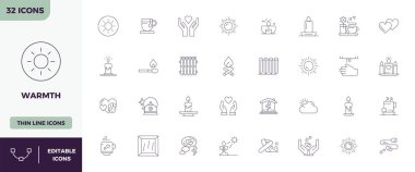 Zekice tasarlanmış 32 PIXEL mükemmel vektör simgeleri sıcaklıktan esinlenilmiş, akıllı ve verimli tasarım işleri için 128x128 'de Minimal Line biçiminde oluşturulmuş.