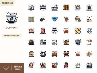 Teselli için 36 Düz Doğrusal Renk vektör ikonu istisnai koleksiyonu, 128x128 PIXEL mükemmel çözünürlük ve benzersiz görsel mükemmellik ve kullanılabilirlik için.