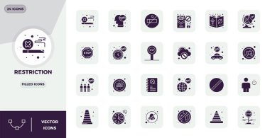 Glifte Kısıtlamaları temsil eden 24 vektör simgesinin nihai koleksiyonu Estetik dolu, 128x128 PIXEL ile optimize edilmiş azami etki için mükemmel çözünürlük.