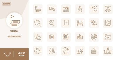 Çalışmanın etrafında 24 Kalın Satır vektör simgesi ile projelerinizi geliştirin, 128x128 PIXEL kusursuz çözünürlük temiz ve profesyonel tasarımlar için idealdir.