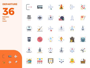 Ayrılış için özenle düzenlenmiş 36 Düz vektör simgesi, tutarlı marka temsili ve kullanıcı deneyimi için 128x128 PIXEL mükemmel çözünürlüğe sahiptir.