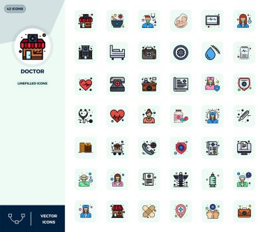 Doktor için en uygun performans ve ölçeklenebilirlik için 128x128 boyutlarında 42 PIXEL mükemmel vektör simgesi.