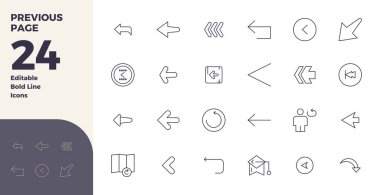 Kalın Çizgi biçiminde önceki sayfa için 24 PIXEL mükemmel vektör simgesi gerekli, en iyi performans ve ölçeklenebilirlik için 128x128 boyutunda.