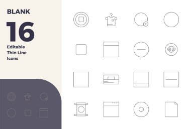 Blank için 16 İnce Hat PIXEL mükemmel vektör simgesi tasarlandı, tutarlı görsel mükemmellik için 128x128 biçiminde iletildi..