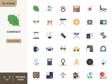 Sıkıştırma için dikkatlice düzenlenmiş 36 Düz Renk vektör simgesi, tutarlı marka temsili ve kullanıcı deneyimi için 128x128 PIXEL mükemmel çözünürlüğe sahiptir.