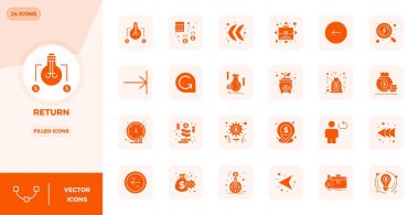 Profesyonel olarak tasarlanmış 24 vektör simgesi Glyph Doldurulmuş, Dönüş 'ün özünü yakalıyor UI tasarımı için mükemmel bir hassasiyetle 128x128 PIXEL.