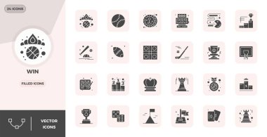 Bu 24 Dolu vektör simgesi seti 128x128 PIXEL 'de kazanma temalarını yakalar. Mükemmel kalite, teknoloji ve iş uygulamaları için mükemmeldir..